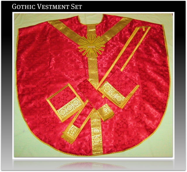 Solemn High Mass Vestments in Red for Pentecost, Sacred Heart, etc.